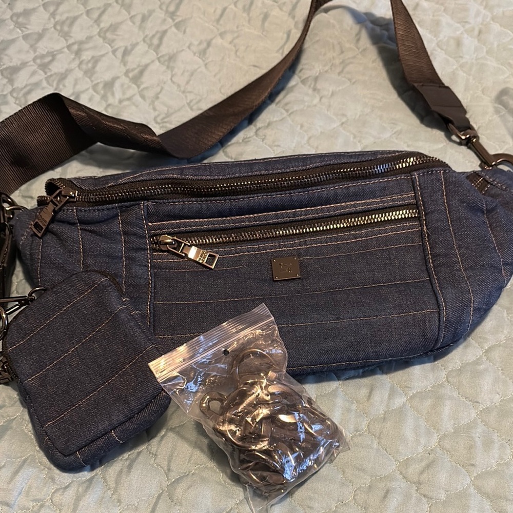 Think Royln denim crossbody bag with 2 different straps in pic’s